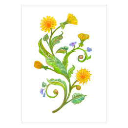 Malowane żółte i niebieskie drobne kwiaty
