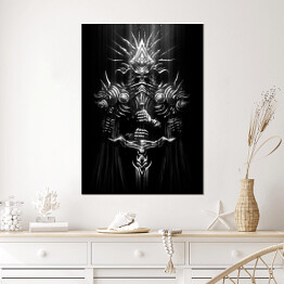 Plakat Stalowy wojownik z mieczem - postać fantasy