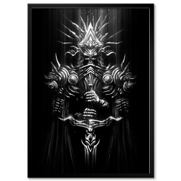 Plakat w ramie Stalowy wojownik z mieczem - postać fantasy