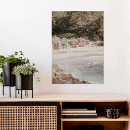 Plakat samoprzylepny Summer Beach bay. Kreatywny, minimalny, jasny i przewiewny stylizowany koncept.