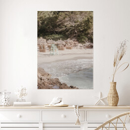Plakat samoprzylepny Summer Beach bay. Kreatywny, minimalny, jasny i przewiewny stylizowany koncept.