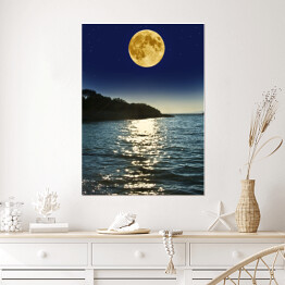 Plakat Pełnia księżyca nad jeziorem 