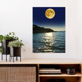 Plakat samoprzylepny Pełnia księżyca nad jeziorem 