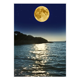 Plakat samoprzylepny Pełnia księżyca nad jeziorem 