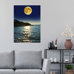 Plakat Pełnia księżyca nad jeziorem 