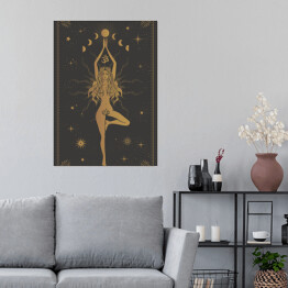 Plakat samoprzylepny Zodiakara. Ilustracja z kobietą wśród gwiazd