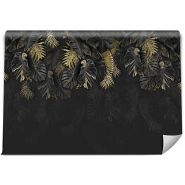 Fototapeta winylowa zmywalna Wiszące liście palmy w odcieniach brązu i zieleni na ciemnym tle