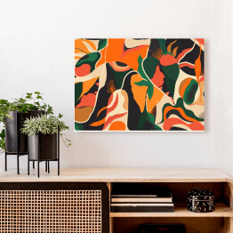 Obraz na płótnie Liście dżungli z dominującym kolorem pomarańczowym