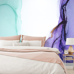 Fototapeta winylowa zmywalna Krople atramentu w kolorach fioletowym i niebieskim w płynie