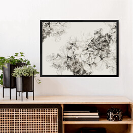Obraz w ramie Kwiatowy motyw - monochrom w stylu vintage
