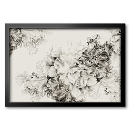 Obraz w ramie Kwiatowy motyw - monochrom w stylu vintage