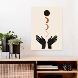 Plakat Fazy księżyca - kompozycja z dłońmi 