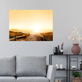 Plakat samoprzylepny Piaszczysta plaża podczas zachodu słońca