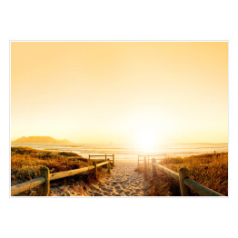 Plakat samoprzylepny Piaszczysta plaża podczas zachodu słońca