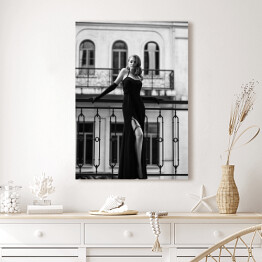 Obraz klasyczny Podróż do Paryża. Czarno biała fotografia kobiety