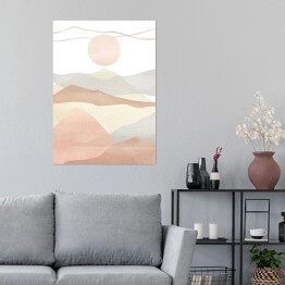 Plakat Akwarela kreatywny minimalistyczny ręcznie malowane kompozycja krajobraz, góry. Abstrakcyjny nowoczesny druk, plakat, do dekoracji ścian, projekt okładki karty lub broszury. Estetyczna modna ilustracja