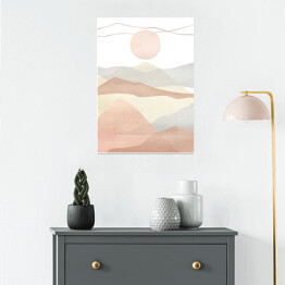 Plakat Akwarela kreatywny minimalistyczny ręcznie malowane kompozycja krajobraz, góry. Abstrakcyjny nowoczesny druk, plakat, do dekoracji ścian, projekt okładki karty lub broszury. Estetyczna modna ilustracja