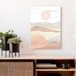 Obraz na płótnie Akwarela kreatywny minimalistyczny ręcznie malowane kompozycja krajobraz, góry. Abstrakcyjny nowoczesny druk, plakat, do dekoracji ścian, projekt okładki karty lub broszury. Estetyczna modna ilustracja