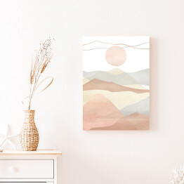 Obraz na płótnie Akwarela kreatywny minimalistyczny ręcznie malowane kompozycja krajobraz, góry. Abstrakcyjny nowoczesny druk, plakat, do dekoracji ścian, projekt okładki karty lub broszury. Estetyczna modna ilustracja