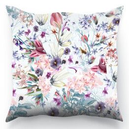 Poduszka Malowane wiosenne polne kwiaty w pastelowych kolorach