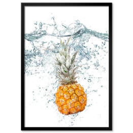 Plakat w ramie Ananas wpadający do wody