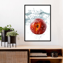 Plakat w ramie Jabłko wpadające do wody