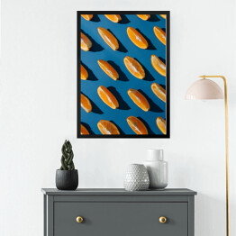 Obraz w ramie Dekoracja w kolorze Classic Blue z pomarańczą 