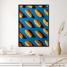 Plakat w ramie Dekoracja w kolorze Classic Blue z pomarańczą 