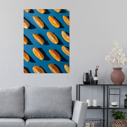 Plakat samoprzylepny Dekoracja w kolorze Classic Blue z pomarańczą 