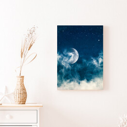 Obraz na płótnie Mgła i Księżyc o północy