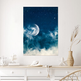 Plakat samoprzylepny Mgła i Księżyc o północy