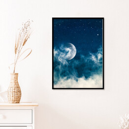 Plakat w ramie Mgła i Księżyc o północy