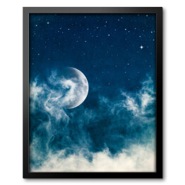 Obraz w ramie Mgła i Księżyc o północy