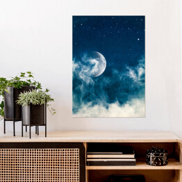 Plakat samoprzylepny Mgła i Księżyc o północy