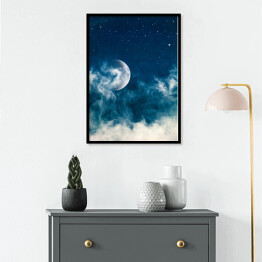 Plakat w ramie Mgła i Księżyc o północy