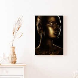 Obraz klasyczny Portret kobiety - złoty makijaż glamour