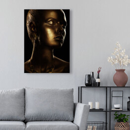 Obraz klasyczny Portret kobiety - złoty makijaż glamour