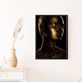 Obraz w ramie Portret kobiety - złoty makijaż glamour