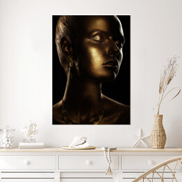 Plakat Portret kobiety - złoty makijaż glamour