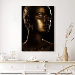 Obraz na płótnie Portret kobiety - złoty makijaż glamour
