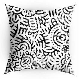 Poduszka spójny czarno-biały wzór afrykański w stylu patchworkowym. Vintage wydruk dla tekstyliów. Grunge tekstura. Ilustracja wektorowa.