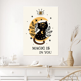 Plakat poster with magic eye and black cat on the moon 