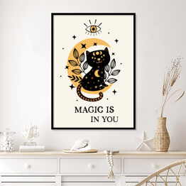 Plakat w ramie poster with magic eye and black cat on the moon 
