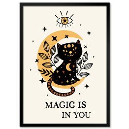  poster with magic eye and black cat on the moon 