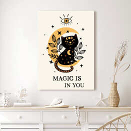 Obraz na płótnie poster with magic eye and black cat on the moon 