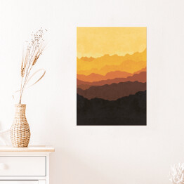 Plakat samoprzylepny Bohemian wydruk wall art, boho poster, pastelowa sztuka abstrakcyjna, rysunek krajobrazu, malarstwo górskie. Abstrakcyjne aranżacje. Krajobrazy, góry. Plakaty. Terakota, blush pink ivory beige