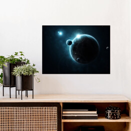 Plakat samoprzylepny Mała i duża planeta w Kosmosie