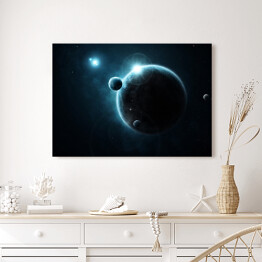 Obraz na płótnie Mała i duża planeta w Kosmosie