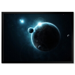 Plakat w ramie Mała i duża planeta w Kosmosie