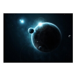 Plakat samoprzylepny Mała i duża planeta w Kosmosie